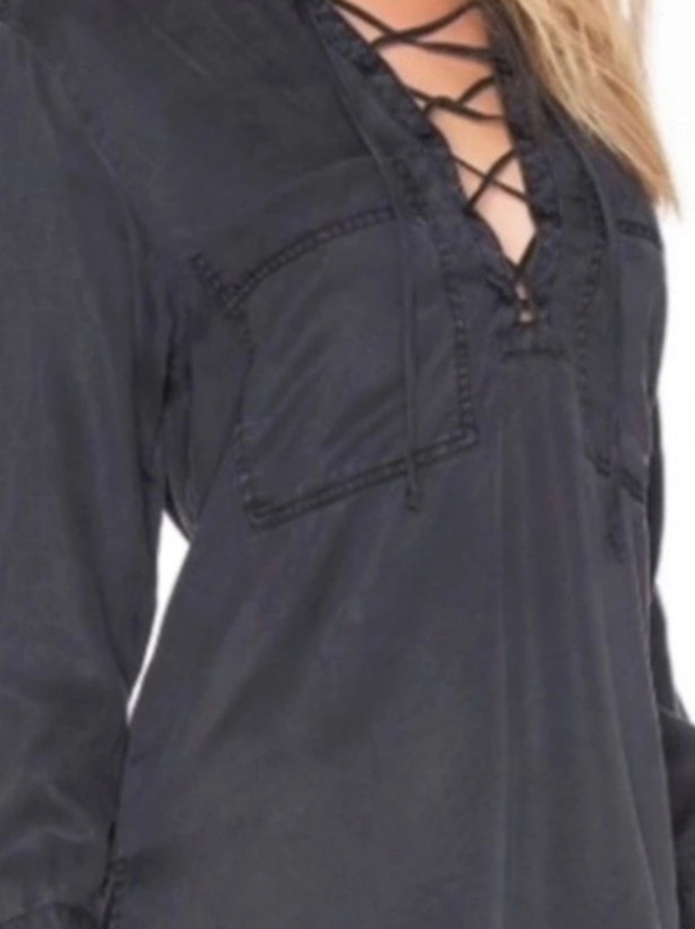 NWT Free People Lace-Up Black Top Size Medium